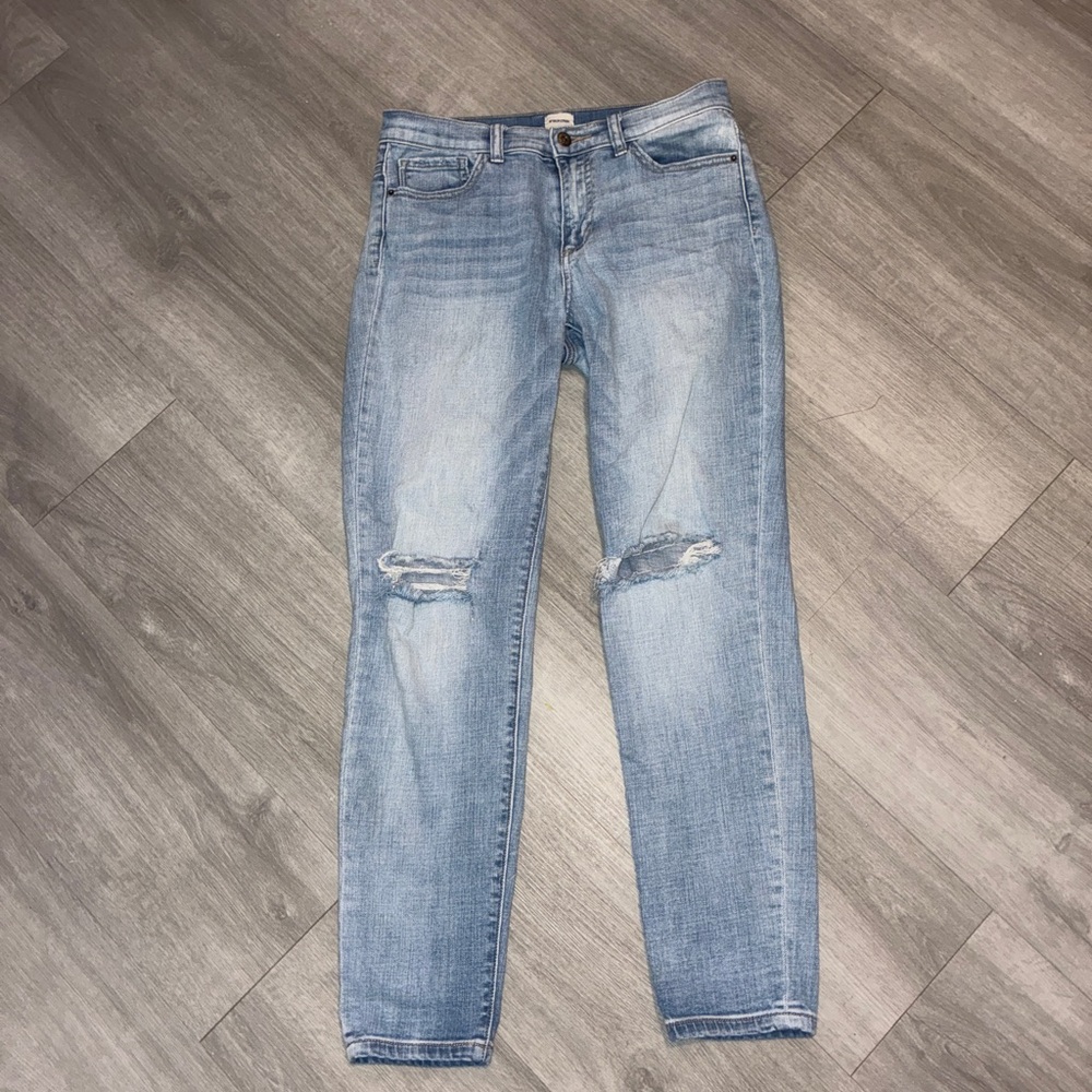 Sneak Peek Light Blue Distressed Skinny Jeans
